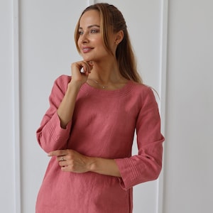 100% Linen Tunic With Hand Embroidery/ 1513