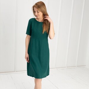 100% Linen Dress With Hand Embroidery / 1212 image 2