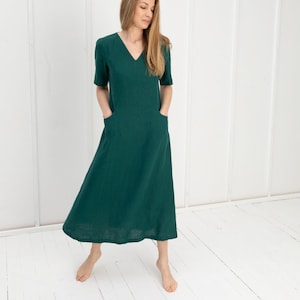 Vestido largo 100% lino/ 1226