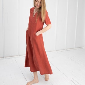 Long 100% Linen Dress/ 1226 image 1