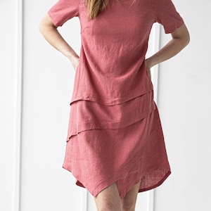 Asymmetrisches Kleid aus 100 % Leinen/ 1229