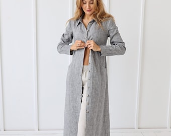 Robe longue 100% pur lin, robe de lin ample/ 1241