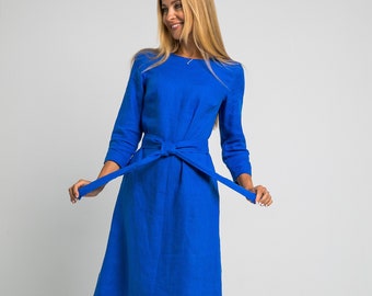 100% Linen Dress/ 1252