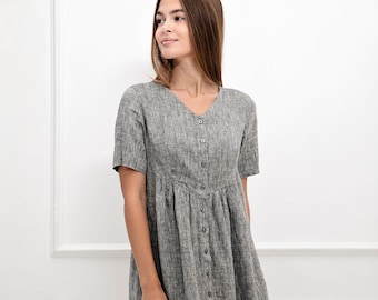 100% Pure Linen Dress/ 1221