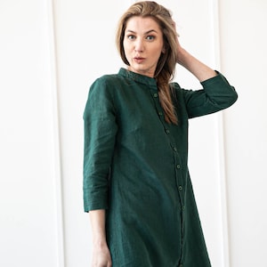 100% Linen Asymmetrical Shirt-Dress/ 1501