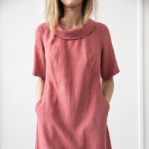 100% Pure Linen Dress/ Loose Flax Dress/ 1209