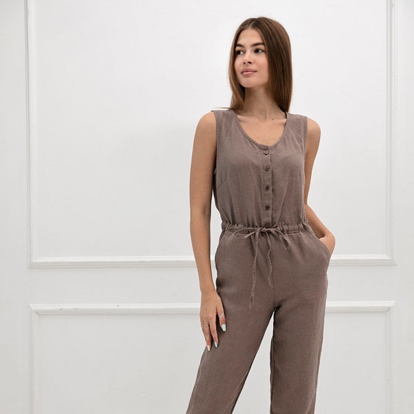 Linen Jumpsuit / Linen Romper / 1220