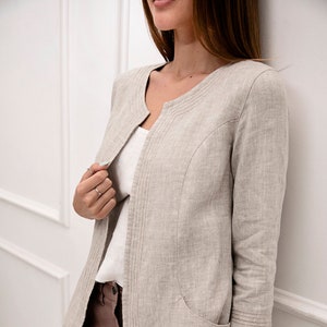 100% Linen Jacket With Hand Embroidery/ 1508 image 1