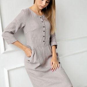 100% Pure Linen Dress/ 1230