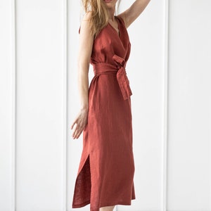 Long 100% Linen Dress, Linen Dress Plus Size/ 1251 image 1