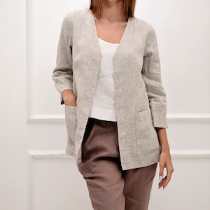 100% Linen Jacket / Flax Summer Coat / 1509 image 3