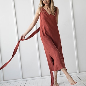 Long 100% Linen Dress, Linen Dress Plus Size/ 1251 image 2