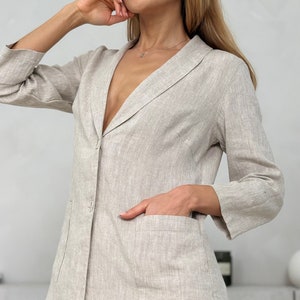 100% Linen Jacket For Women/ Flax Summer Coat/ 1514 image 3