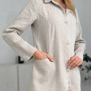 100% Linen Jacket / Flax Summer Coat/ 1515 image 6