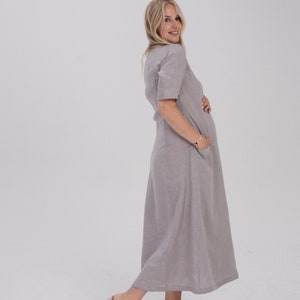 Long 100% Linen Dress/ 1226 image 7