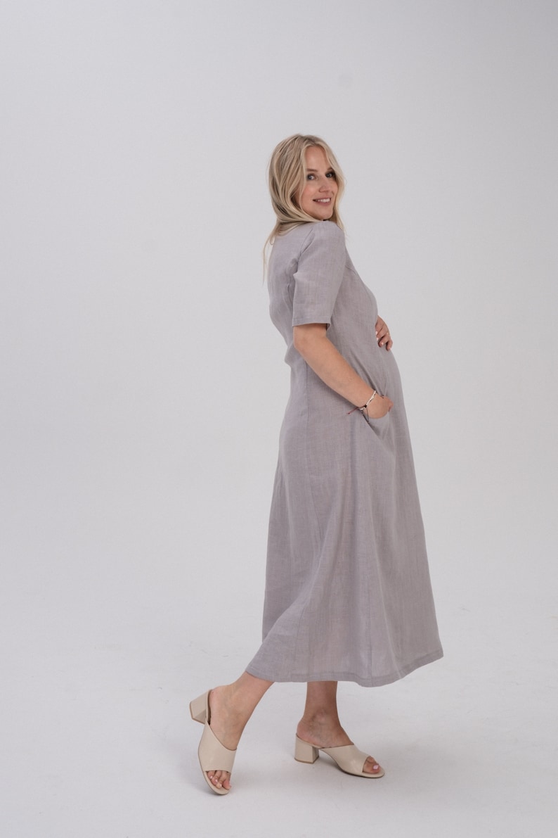 Long 100% Linen Dress/ 1226 image 7