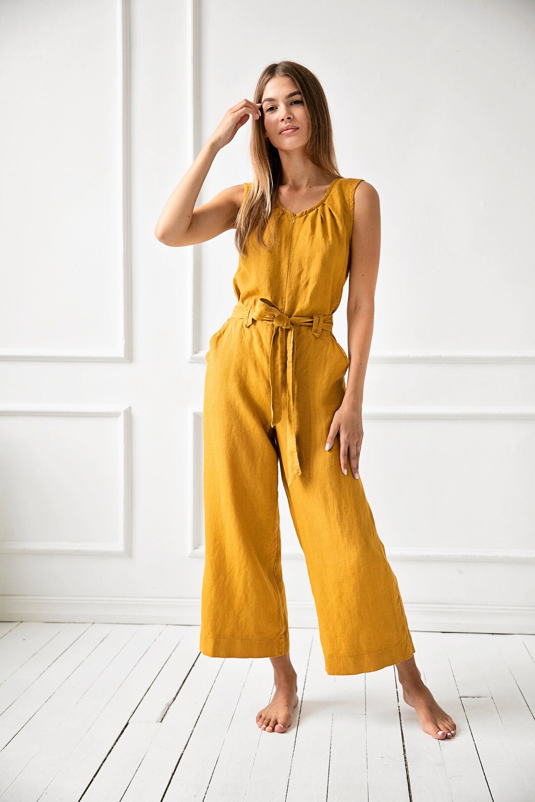 Linen flare jumpsuit main image 0