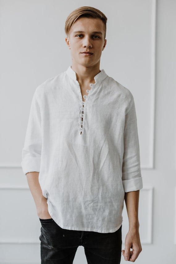 100% LINEN MEN'S SHIRT - Etsy