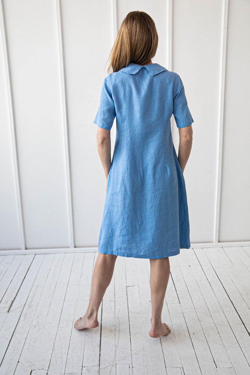 100% Pure Linen Dress/ Loose Flax Dress/ 1209 zdjęcie 5