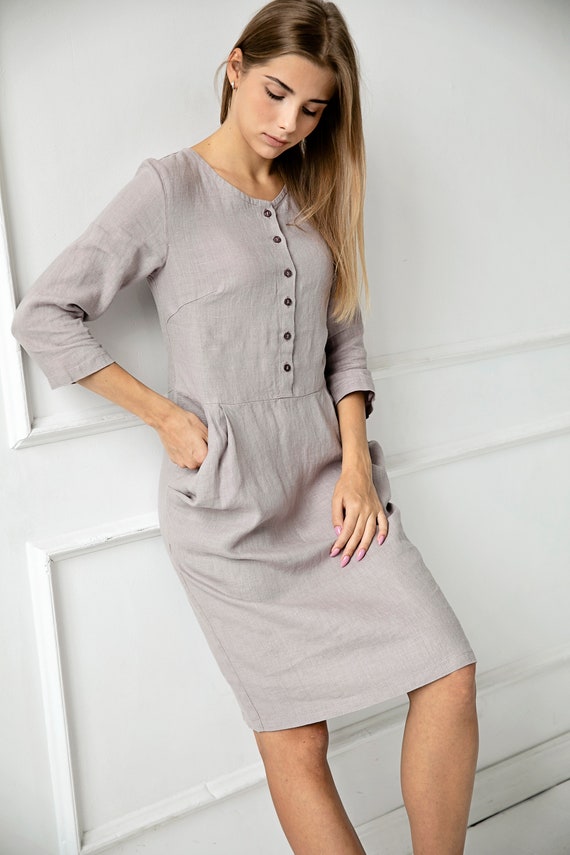White linen dress mini cute dress (1230) White linen dress mini cute dress (1230)