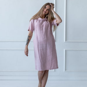 100% Pure Linen Dress/ Loose Flax Dress/ 1209 zdjęcie 7