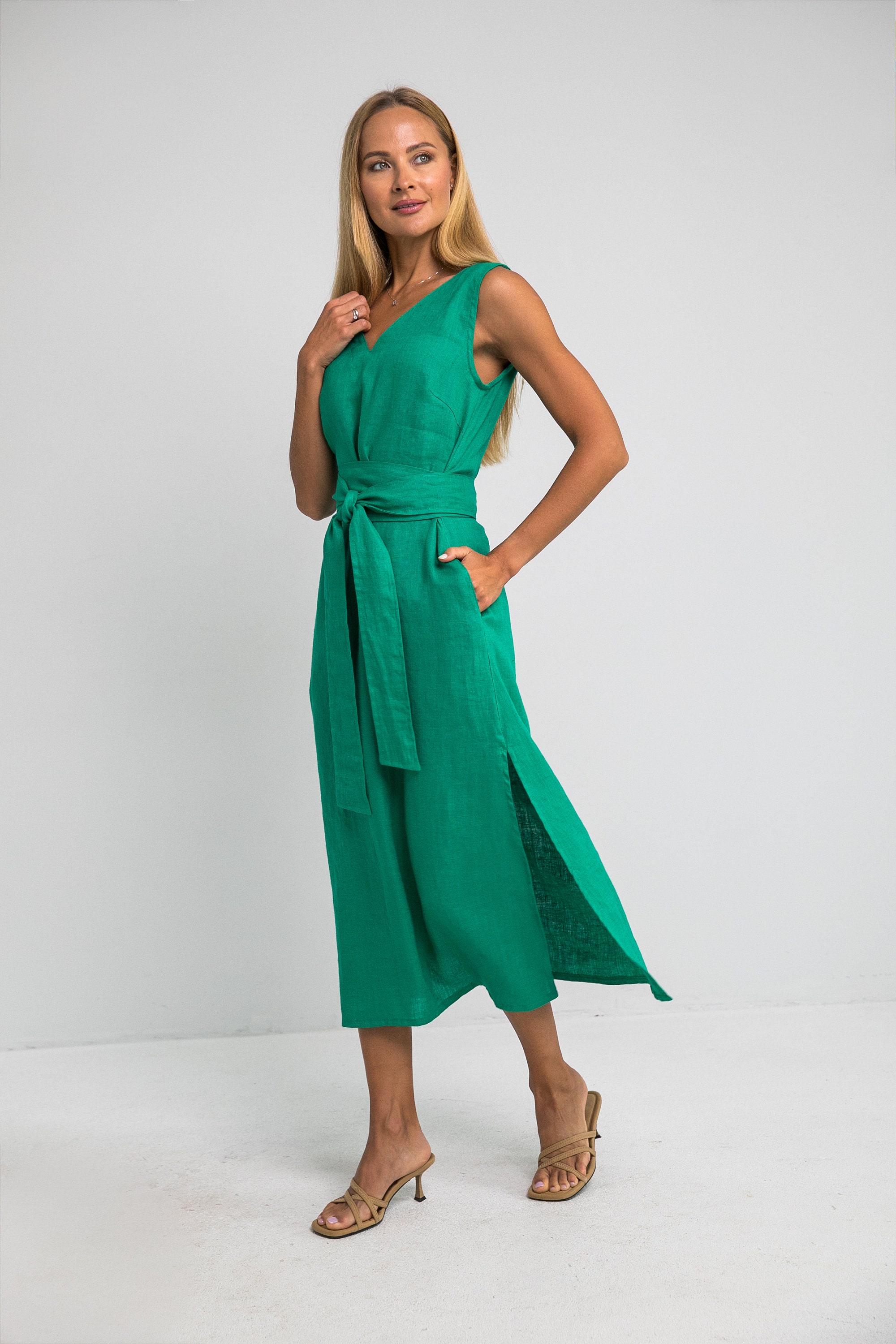 Vestido Largo 100 Lino Vestido Lino Tallas Grandes 1251 Etsy