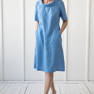 100% Pure Linen Dress/ Loose Flax Dress/ 1209 image 6