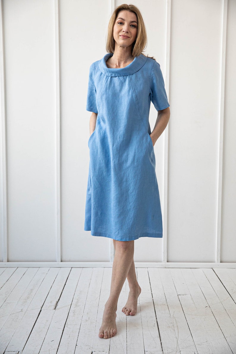 100% Pure Linen Dress/ Loose Flax Dress/ 1209 zdjęcie 6