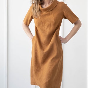 100% Pure Linen Dress/ Loose Flax Dress/ 1209 zdjęcie 8
