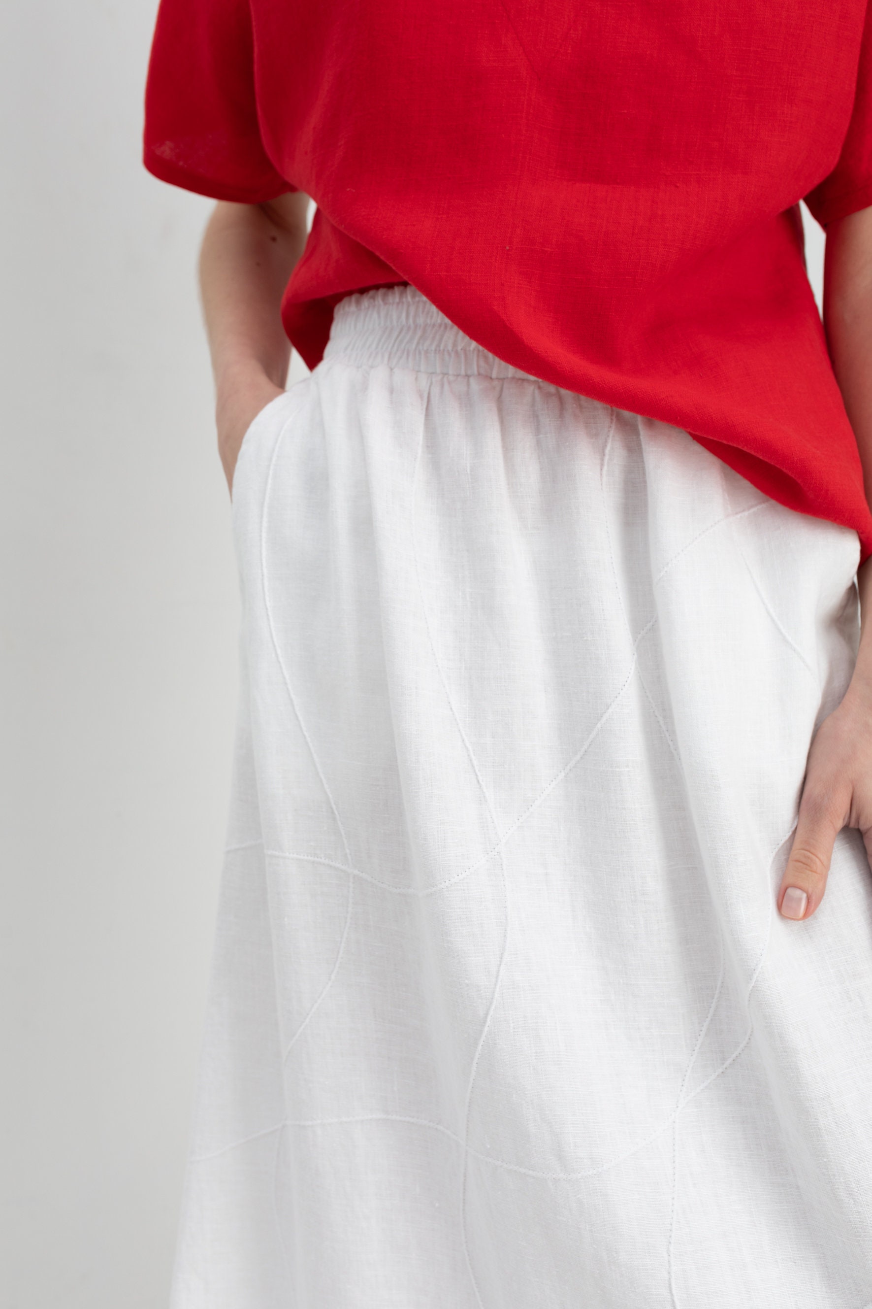 Linen skirt top with embroidery