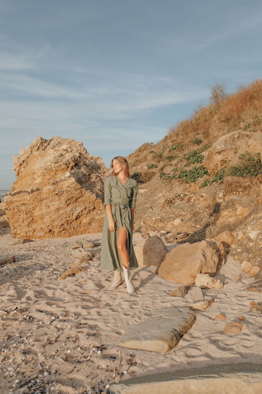 Long Wrap 100% Linen Dress, Dress Plus