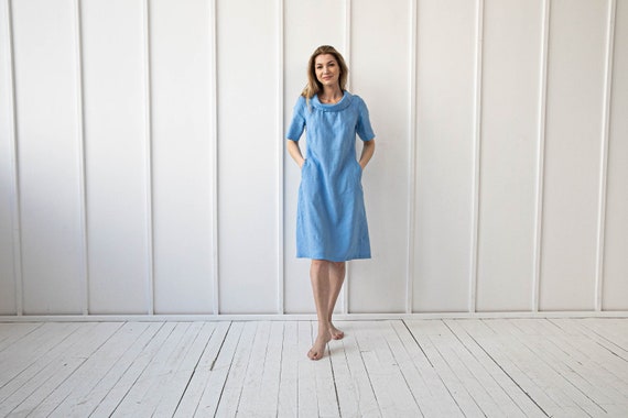 100% Pure Linen Dress/ 1209