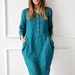 100% Pure Linen Dress, Loose Linen Dress, Flax Dress, Maternity Dress, Linen Clothing for Women, Midi Dress 