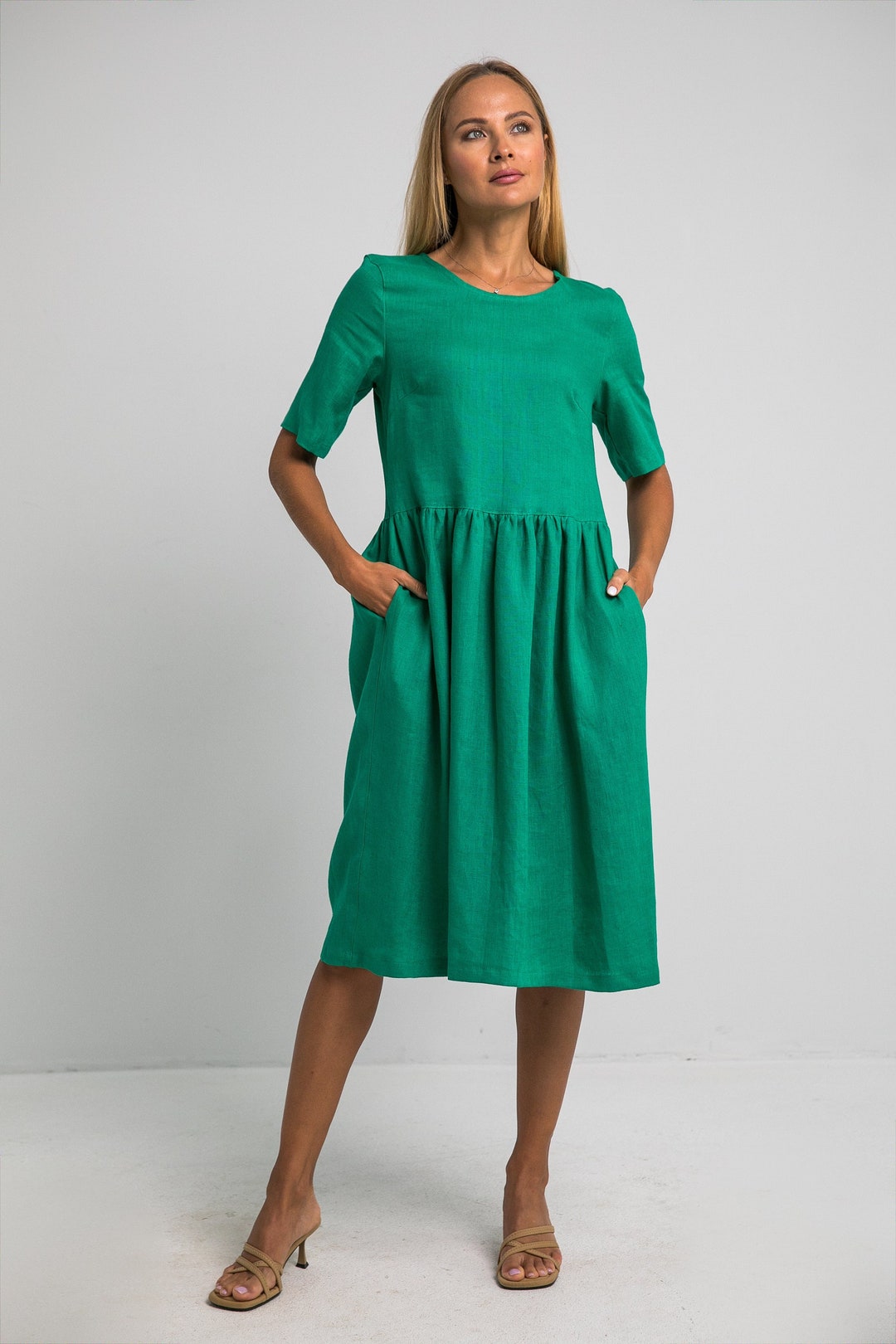 100% Pure Linen Dress/ 1228 - Etsy