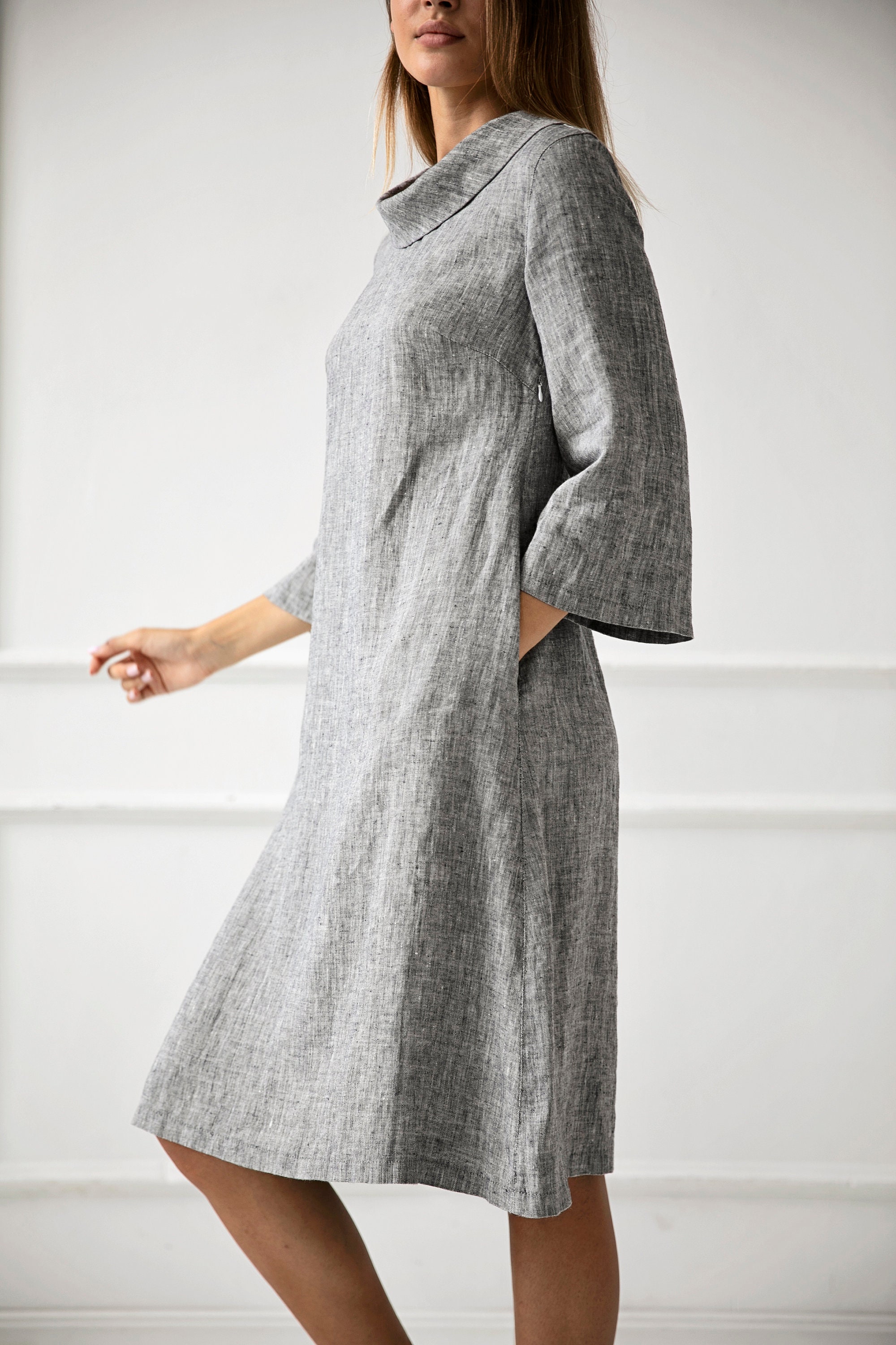 100% Linen Dress Loose Linen Dress Flax Dress Linen - Etsy