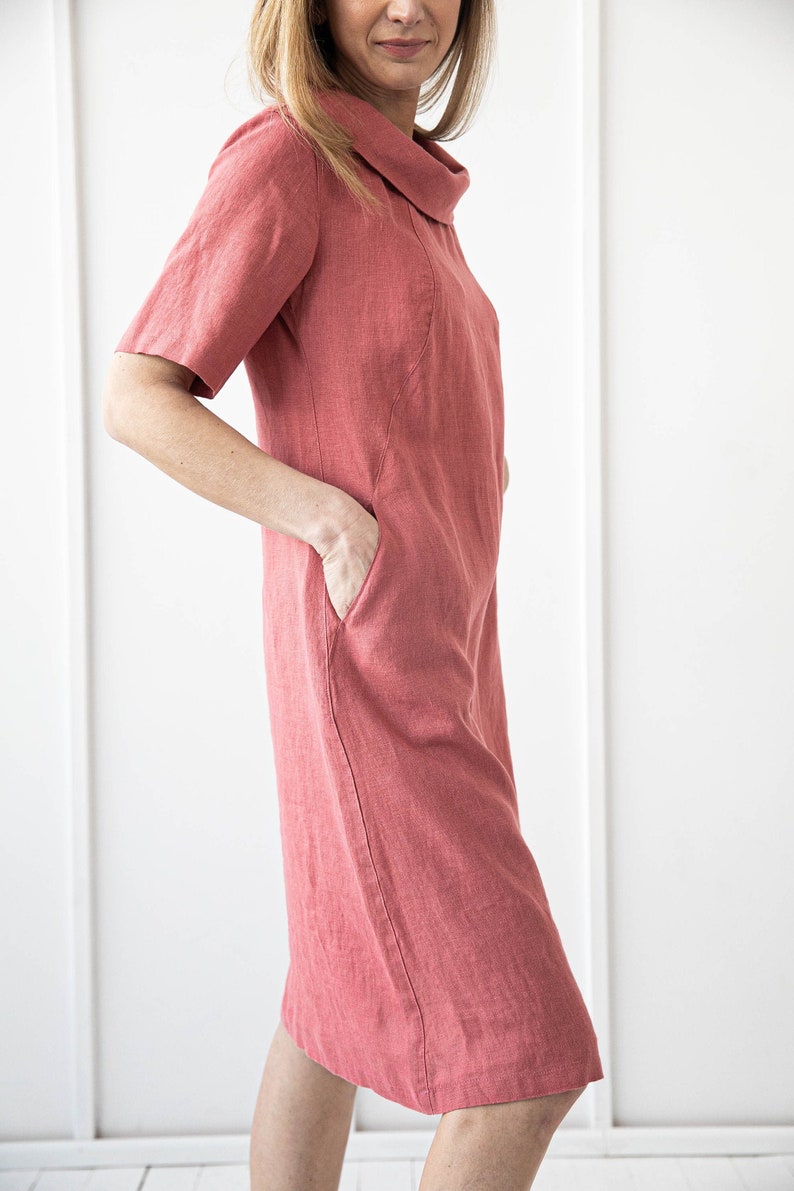 100% Pure Linen Dress/ Loose Flax Dress/ 1209 image 4