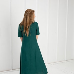 Long 100% Linen Dress/ 1226 image 4