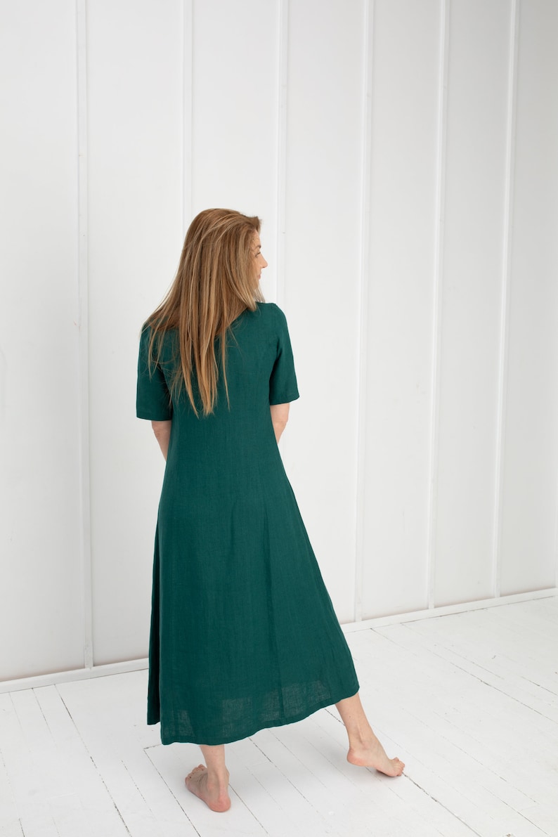 Long 100% Linen Dress/ 1226 image 4