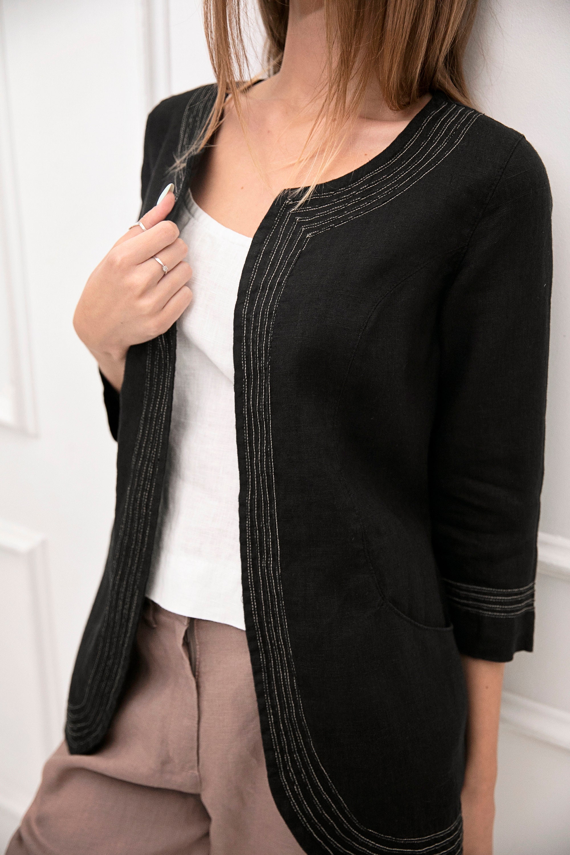 Trace Linen Print Jacket