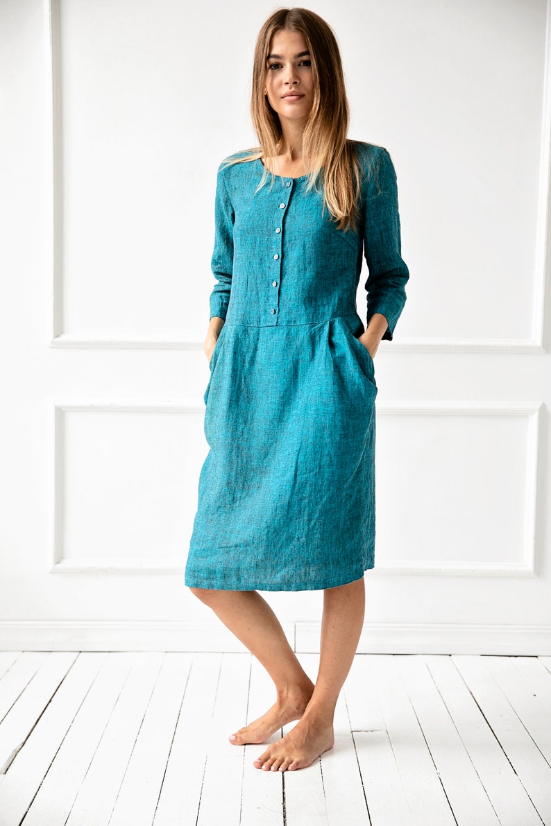 100% Pure Linen Dress/ 1230 image 3