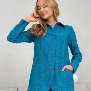100% Linen Jacket / Flax Summer Coat/ 1515 image 2