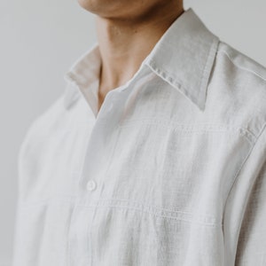 100% Linen Men's Shirt With Hand Embroidery - Etsy