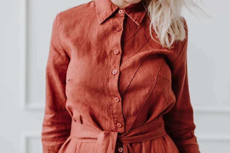 Linen Woman HAND embroidery shirt “ Evening Star”