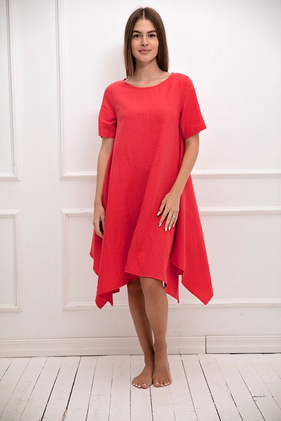 chinese dress ladies 100% Linen Loose Fit Button Waist Gathered Maxi Dress LUNA – LINTICO