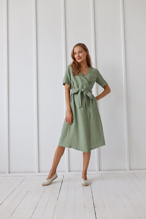 grey wrap dress plus size Final Sale Plus Size Faux Wrap Pleated Waist Foil Dress in Silver
