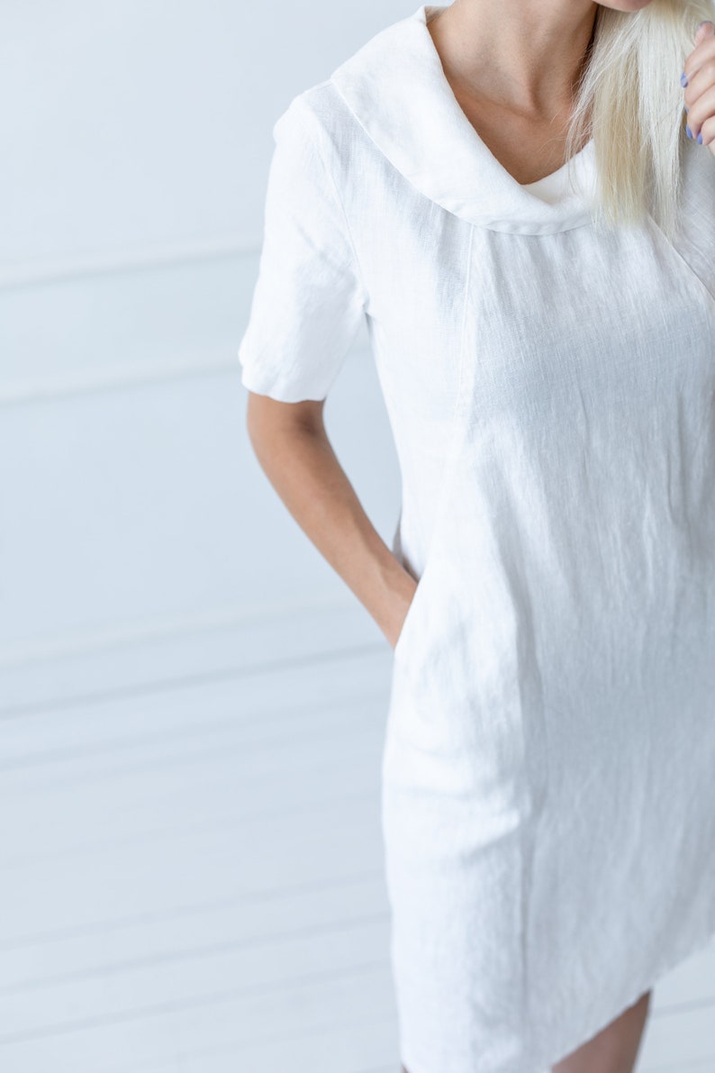 100% Pure Linen Dress/ Loose Flax Dress/ 1209 image 3