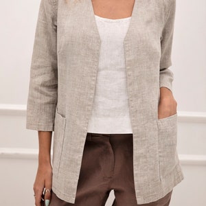 100% Linen Jacket / Flax Summer Coat / 1509 image 2