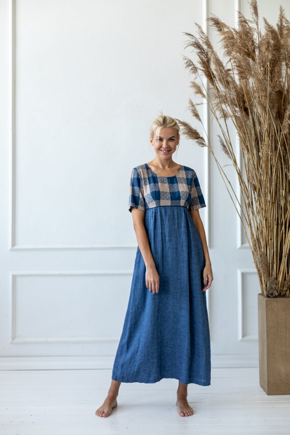 linen denim dress