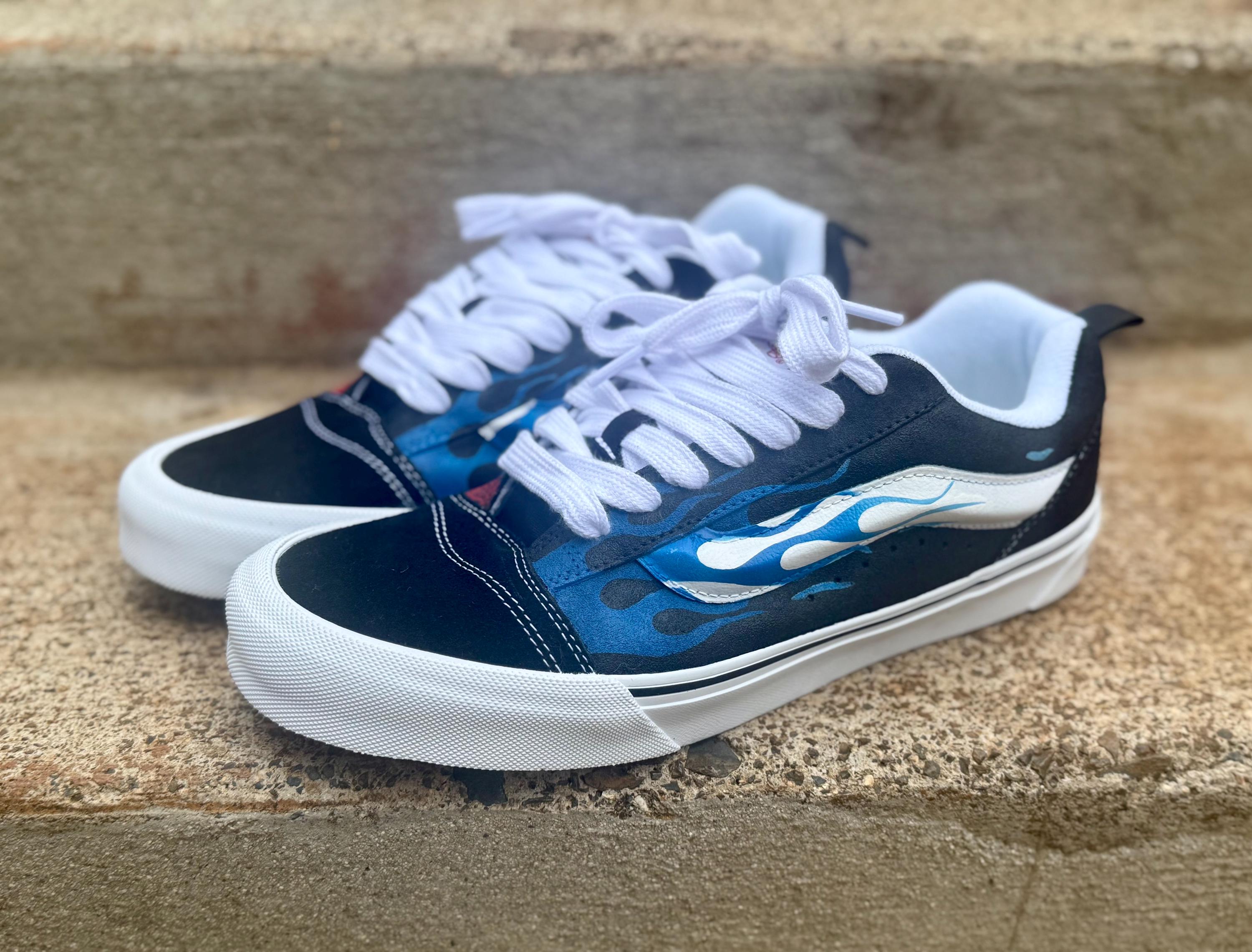 Fire and Ice Flamed Knu Skool Vans - Etsy