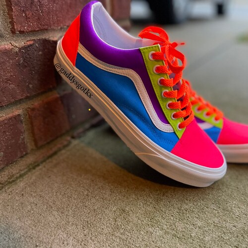 Custom Vans Neon Slip On - Etsy